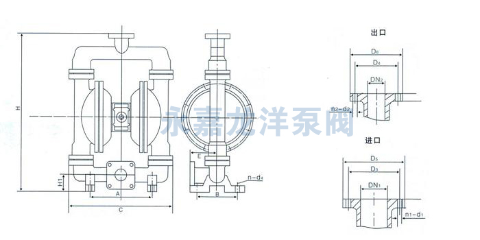 QBY襯氟氣動隔膜泵安裝圖