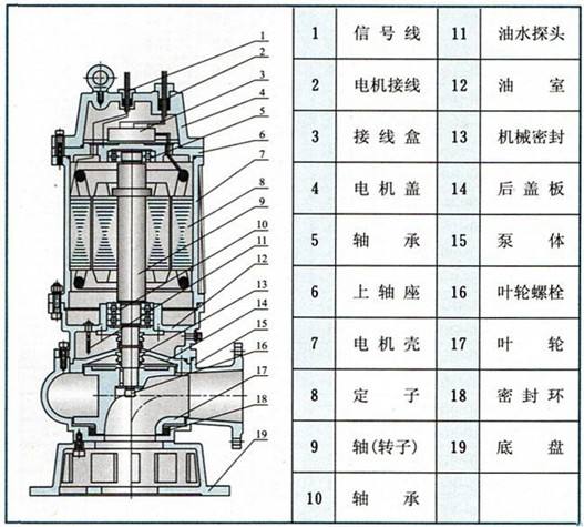 QWPB防爆不銹鋼潛水排污泵結(jié)構(gòu)圖