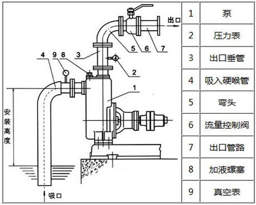 ZW型無(wú)堵塞自吸排污泵安裝圖